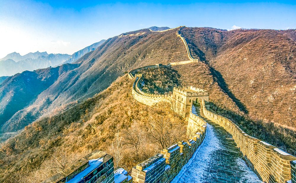Great Wall, China. Snow covered Great Wall Of China, an architectural wonder of ancient China. art print by Murray McCallum for $57.95 CAD