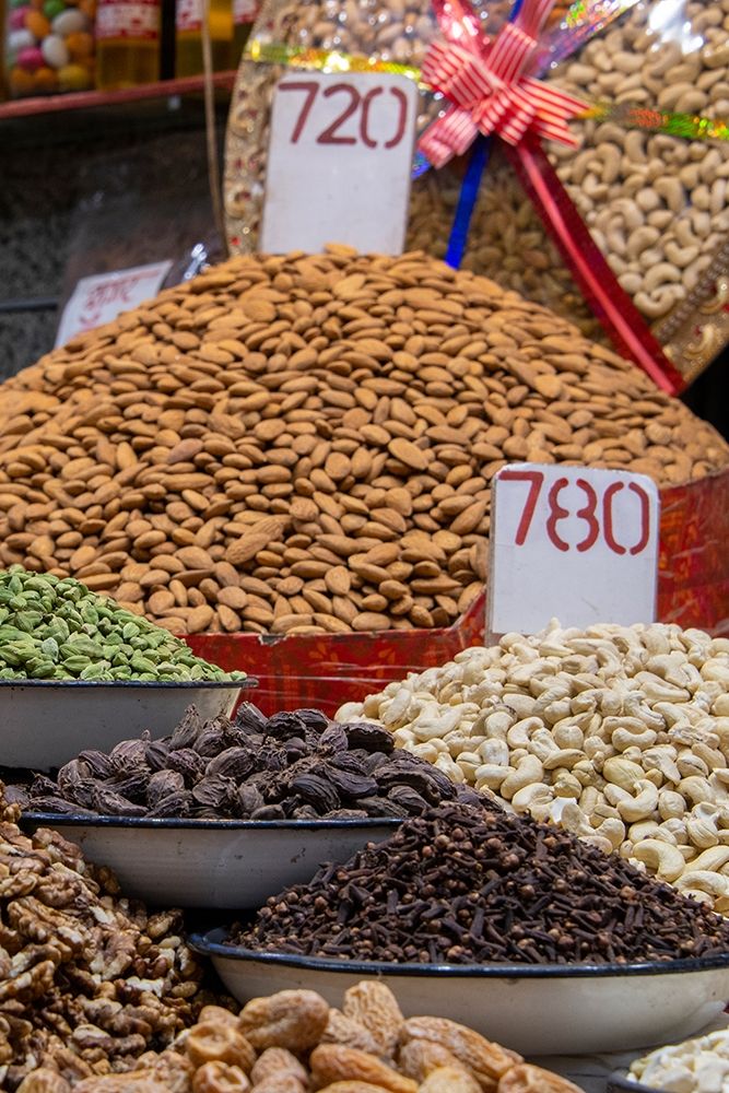 India-Delhi-Old Delhi Old Delhi street market Assorted nuts-spices and snacks art print by Cindy Miller Hopkins for $57.95 CAD