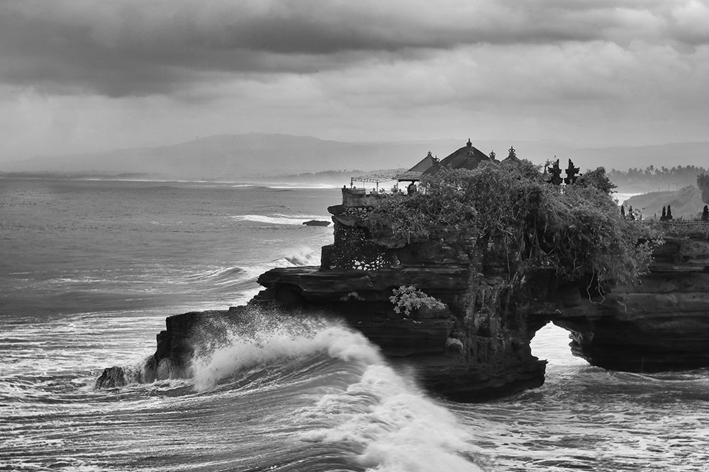 Crashing waves on the lava rock shoreline of Tanah Lot Temple-Bali-Indonesia art print by Greg Johnston for $57.95 CAD