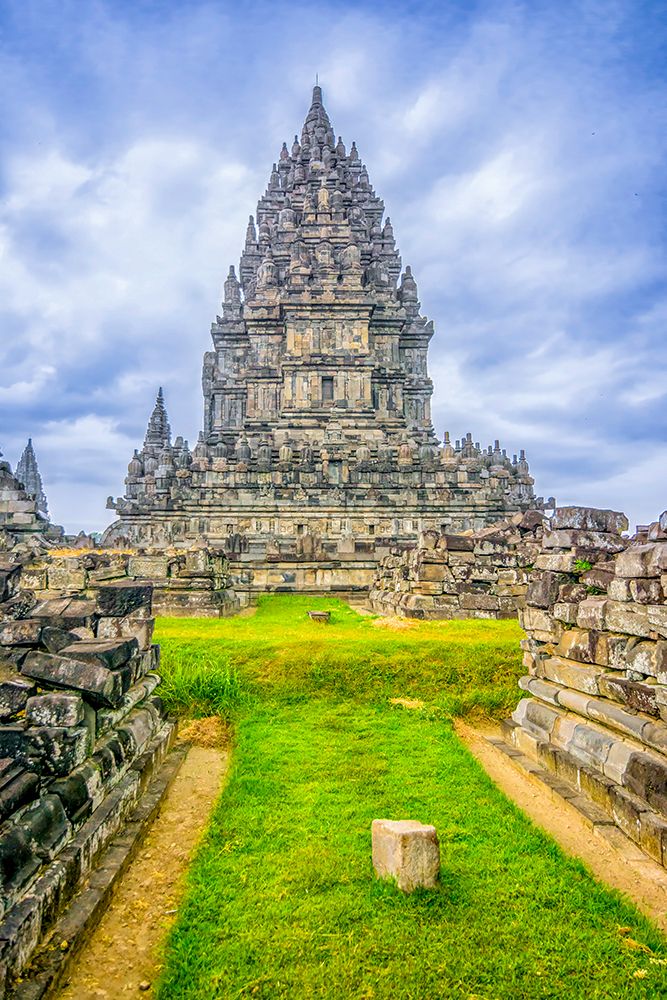 Java, Indonesia. Portrait of one of the ancient Hindu temples at Candi Prambanan Temple Complex. art print by Murray McCallum for $57.95 CAD