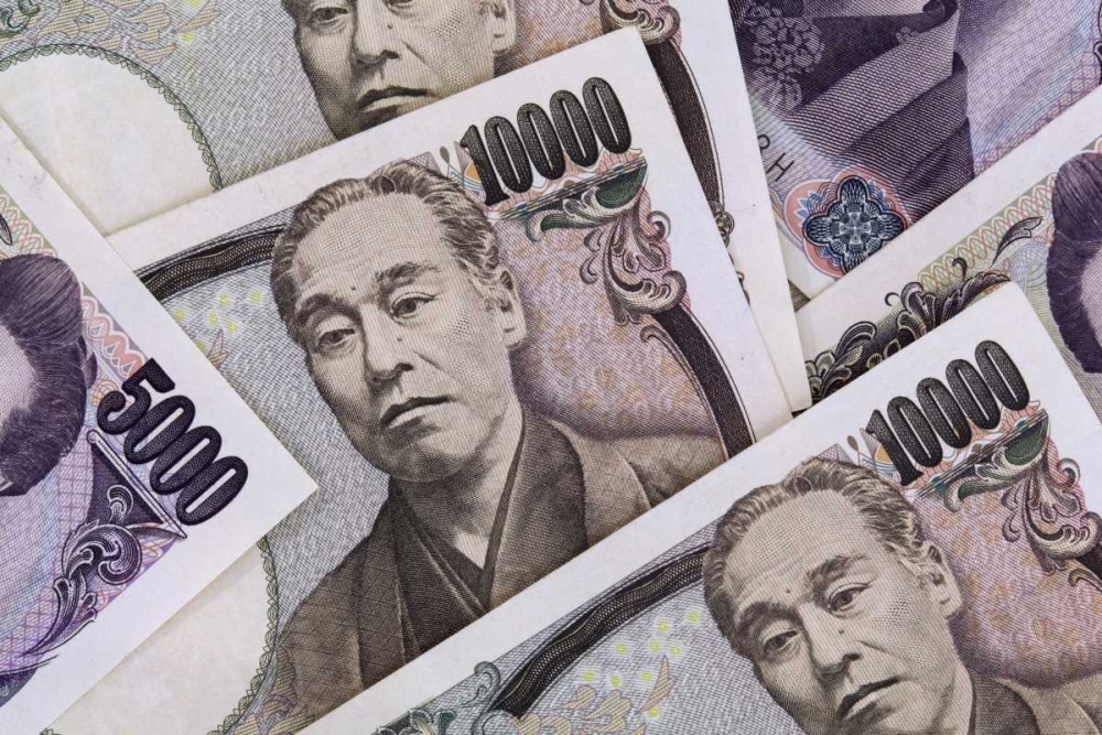Japan Detail of Japanese paper currency, the Yen art print by Dennis Flaherty for $57.95 CAD