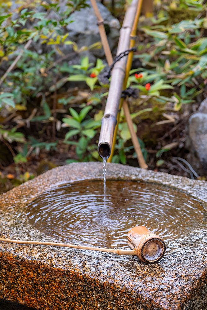 Tsukubai, Japanese ceremonial stone washbasin, Kyoto, Japan art print by Jim Engelbrecht for $57.95 CAD