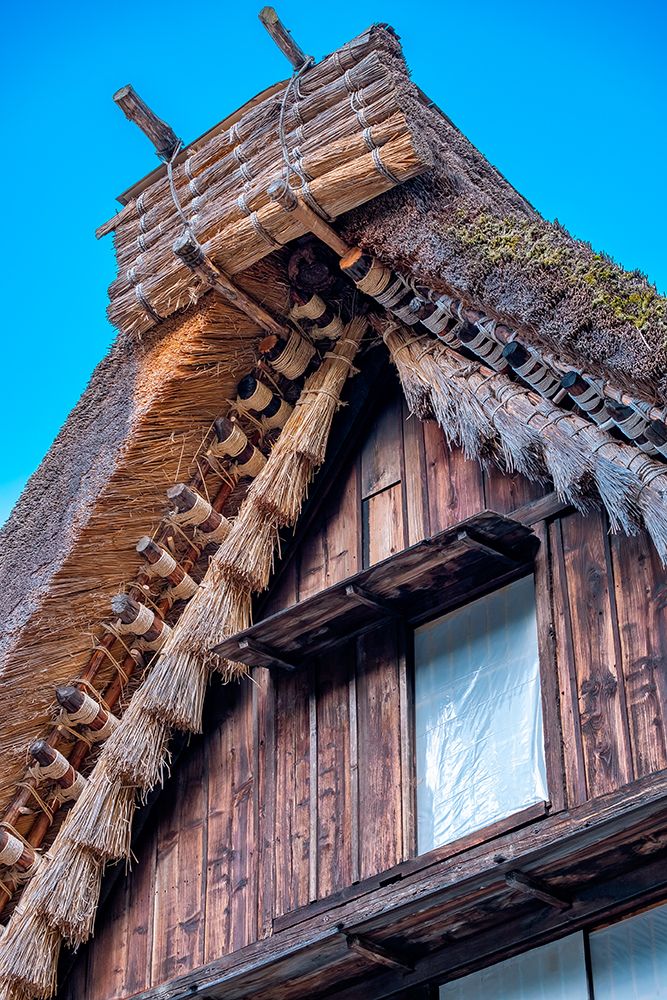 Detail of Gassho-zukuri construction, Hida No Sato, Hida Folk Village, Takayama, Japan art print by Lisa Engelbrecht for $57.95 CAD