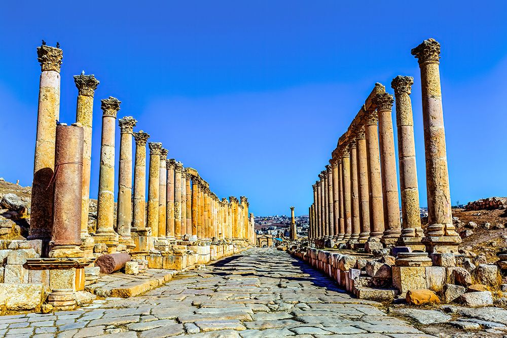 Corinthian columns-Jerash-Jordan. Jerash from 300 BC to 600 AD. art print by William Perry for $57.95 CAD