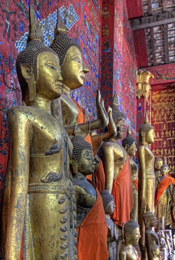 Laos, Luang Prabang Buddha statues inside temple art print by Jones Shimlock for $57.95 CAD