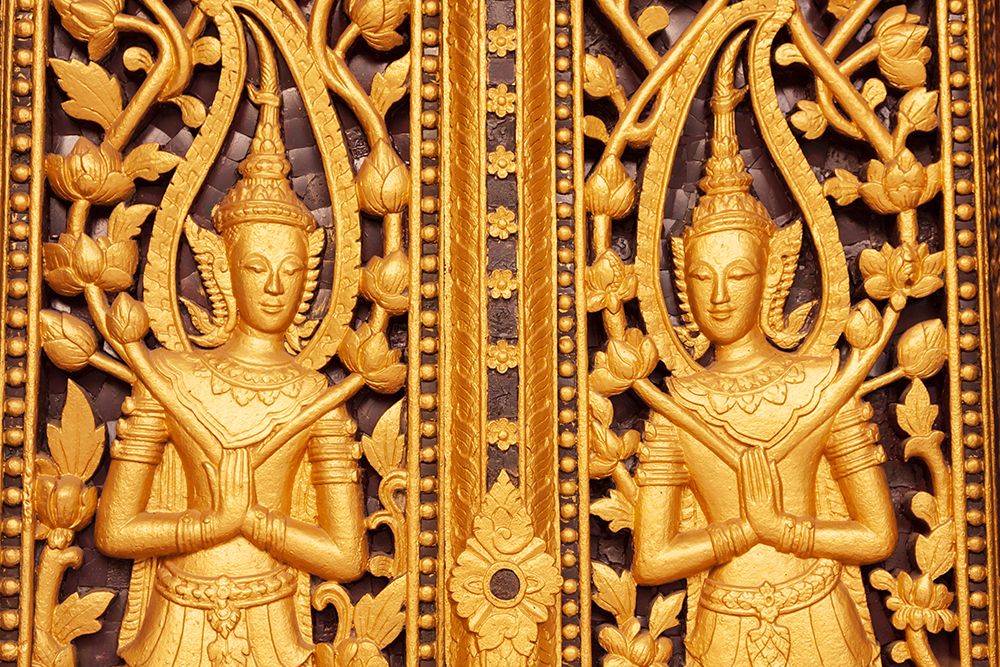 Laos- Luang Prabang. Golden relief carvings. art print by Tom Haseltine for $57.95 CAD