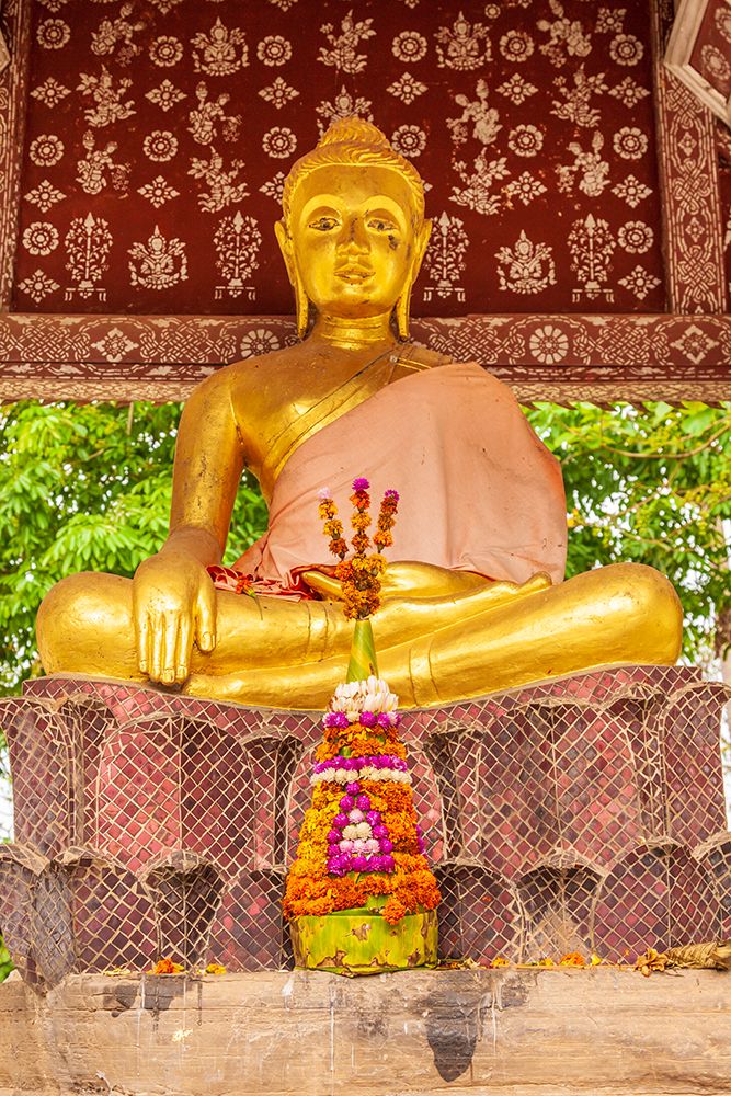 Laos- Luang Prabang. Golden Buddha statue and altar. art print by Tom Haseltine for $57.95 CAD