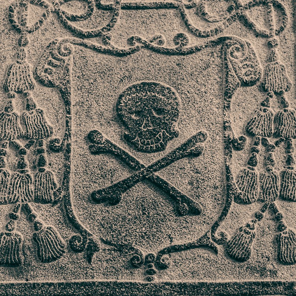 Melaka- West Malaysia. Skull and crossbones stone carving on old Portuguese tombstones art print by Tom Haseltine for $57.95 CAD