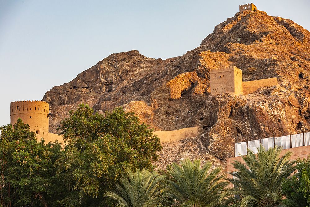 Middle East-Arabian Peninsula-Oman-Muscat-Ancient fort on a mountain above Muscat art print by Emily Wilson for $57.95 CAD