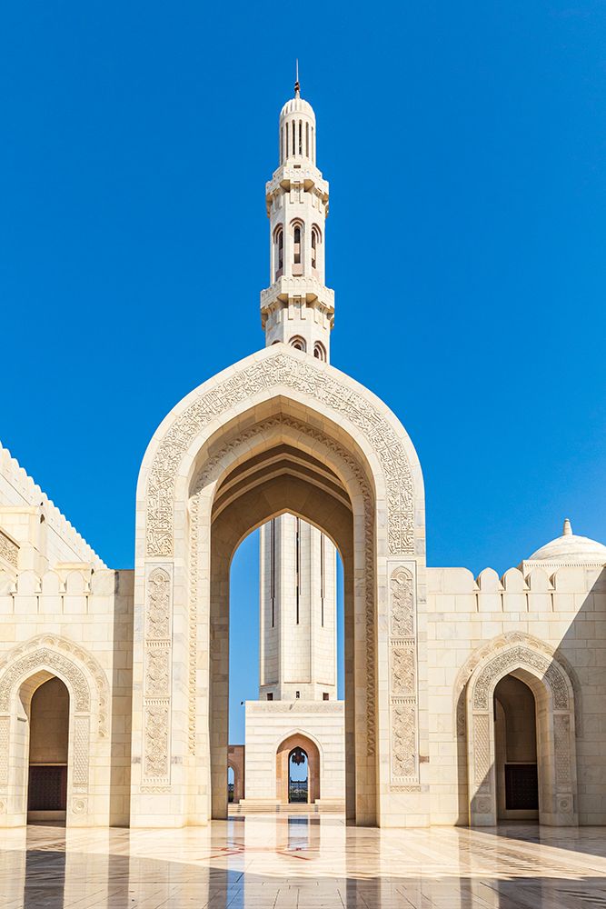Middle East-Arabian Peninsula-Oman-Muscat-Entrance to the Sultan Qaboos Grand Mosque in Muscat art print by Emily Wilson for $57.95 CAD