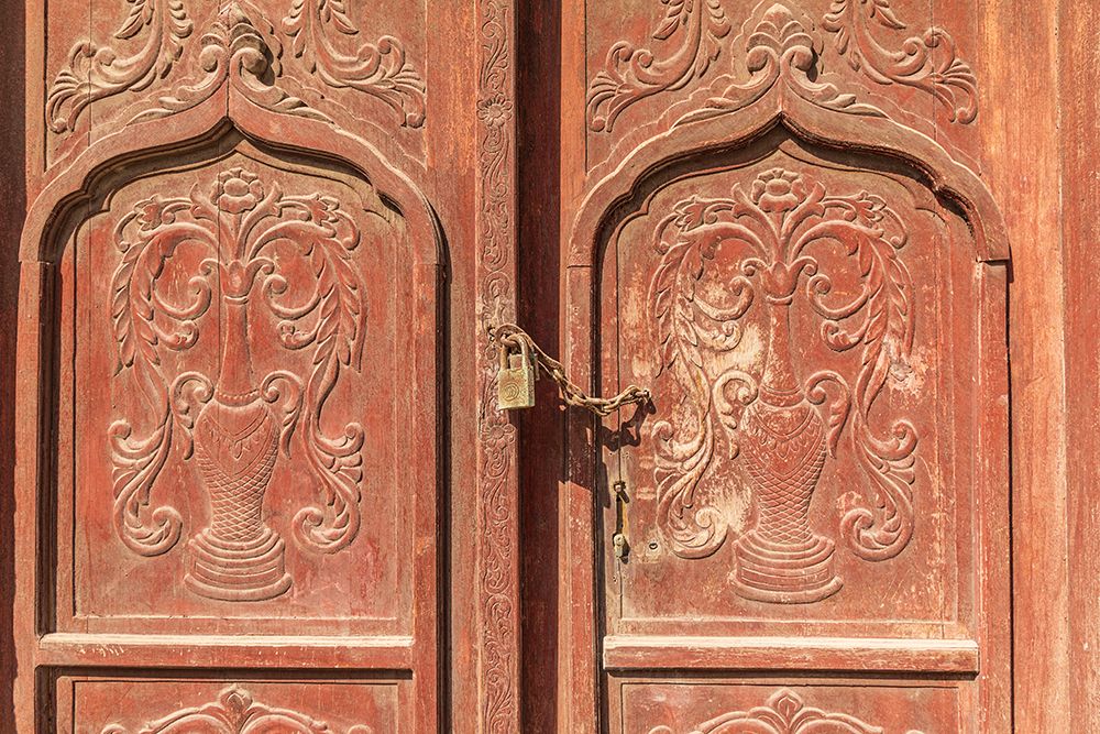 Middle East-Arabian Peninsula-Al Batinah South-Carved wooden door on a building in Oman art print by Emily Wilson for $57.95 CAD