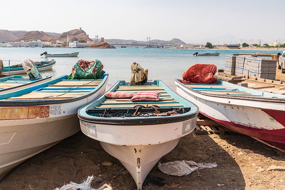 Middle East-Arabian Peninsula-Al Batinah South-Fishing boats on the beach in the harbor of Sur-Oman art print by Emily Wilson for $57.95 CAD