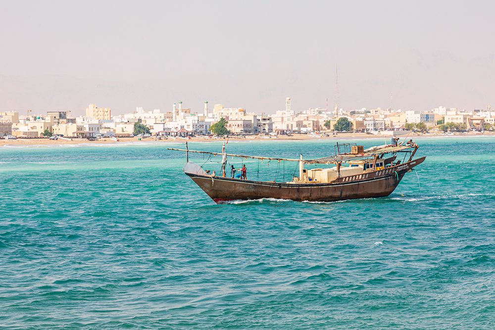 Middle East-Arabian Peninsula-Al Batinah South-Traditional dhow in the harbor at Sur-Oman art print by Emily Wilson for $57.95 CAD