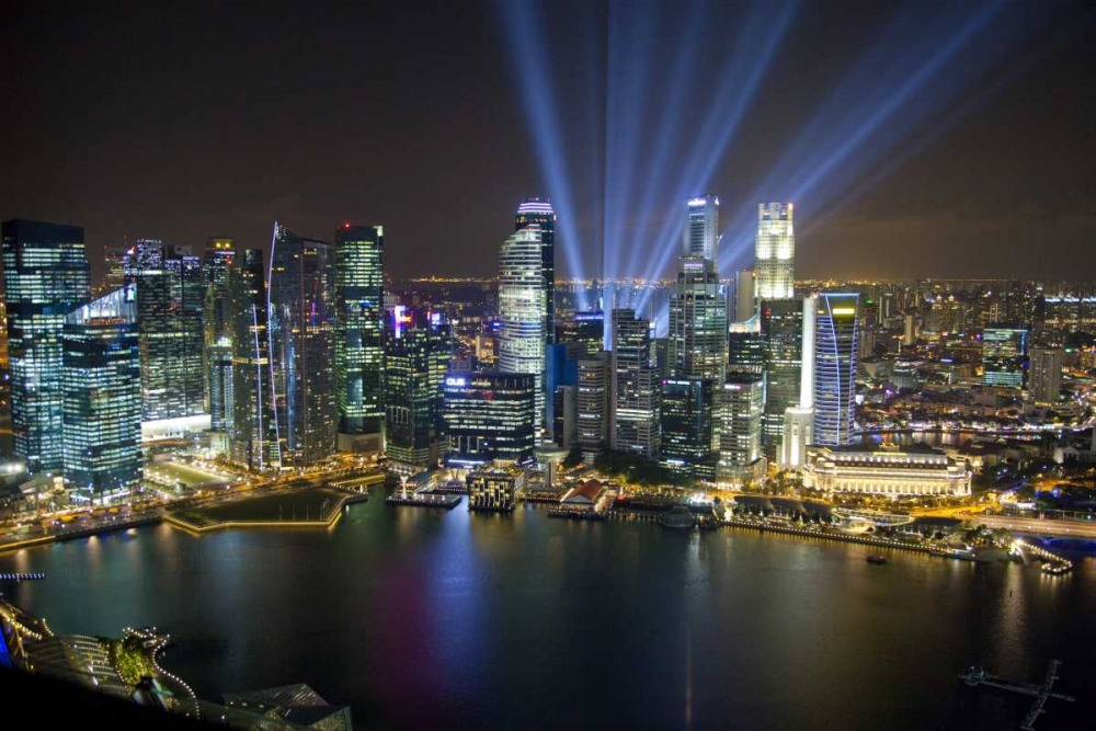 Singapore Downtown overview at night art print by Jim Zuckerman for $57.95 CAD
