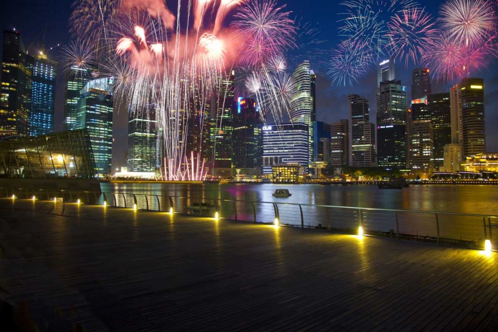Singapore Fireworks in downtown area art print by Jim Zuckerman for $57.95 CAD