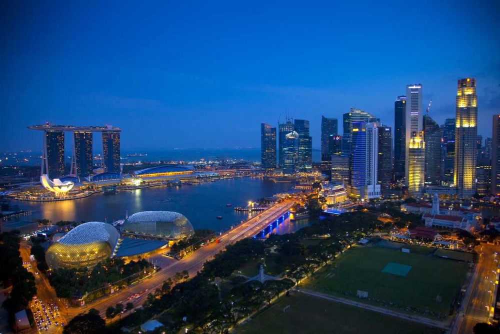 Singapore Downtown overview at night art print by Jim Zuckerman for $57.95 CAD