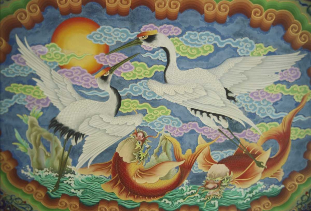 Taiwan, Peimen, Nankunshen Temple, Ceiling mural art print by Steve Satushek for $57.95 CAD