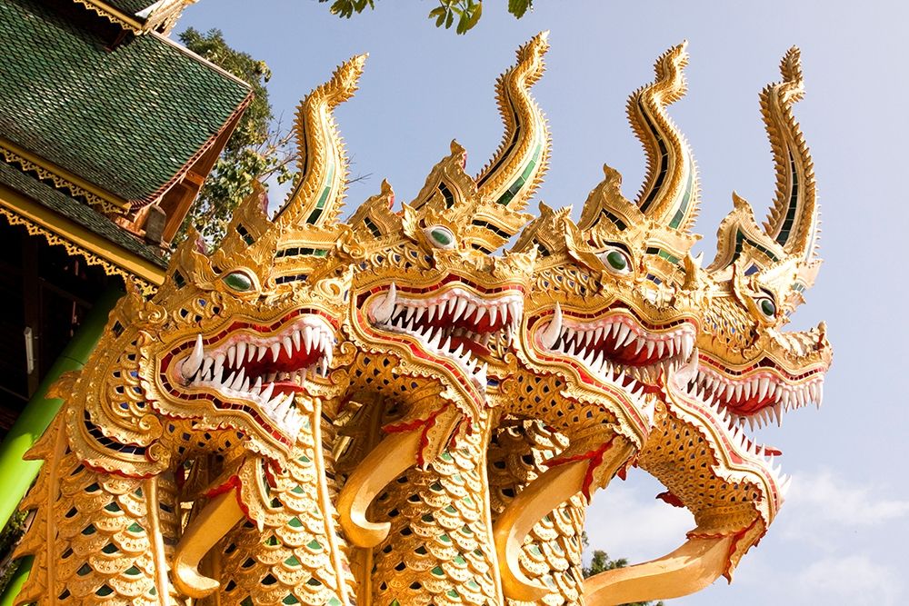 Thailand Golden dragons at a temple art print by Tom Haseltine for $57.95 CAD