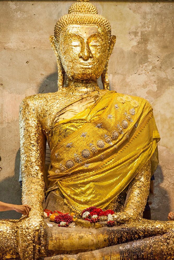 Thailand-Samut Songkhram Province-Amphawa District Buddha statue covered with gold leaf offerings art print by Tom Haseltine for $57.95 CAD