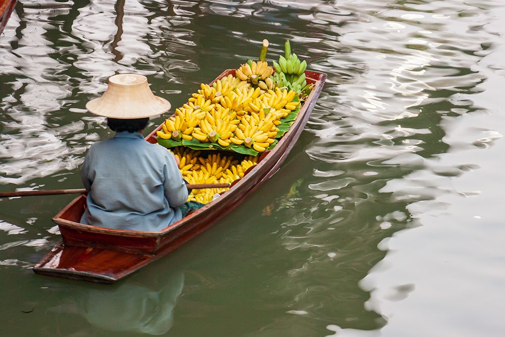 Damnoen Saduak Floating Market-Bangkok-Thailand-Woman with boatload of bananas art print by Tom Haseltine for $57.95 CAD