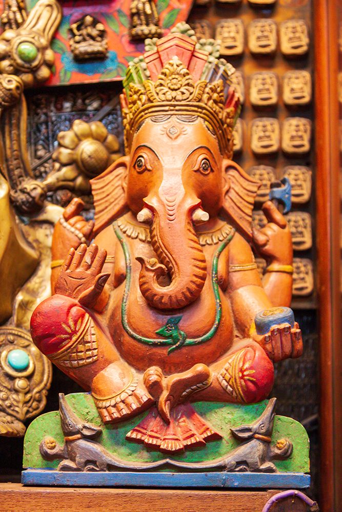 Thailand- Bangkok. Carved and painted wooden statue of Ganesha- or Phra Phikanet. art print by Tom Haseltine for $57.95 CAD