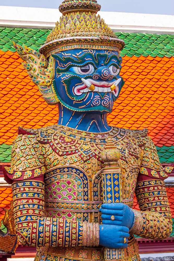 Thailand- Bangkok. Yaksha- demon depicted in the Ramayana- guarding Wat Phra Kaew art print by Tom Haseltine for $57.95 CAD