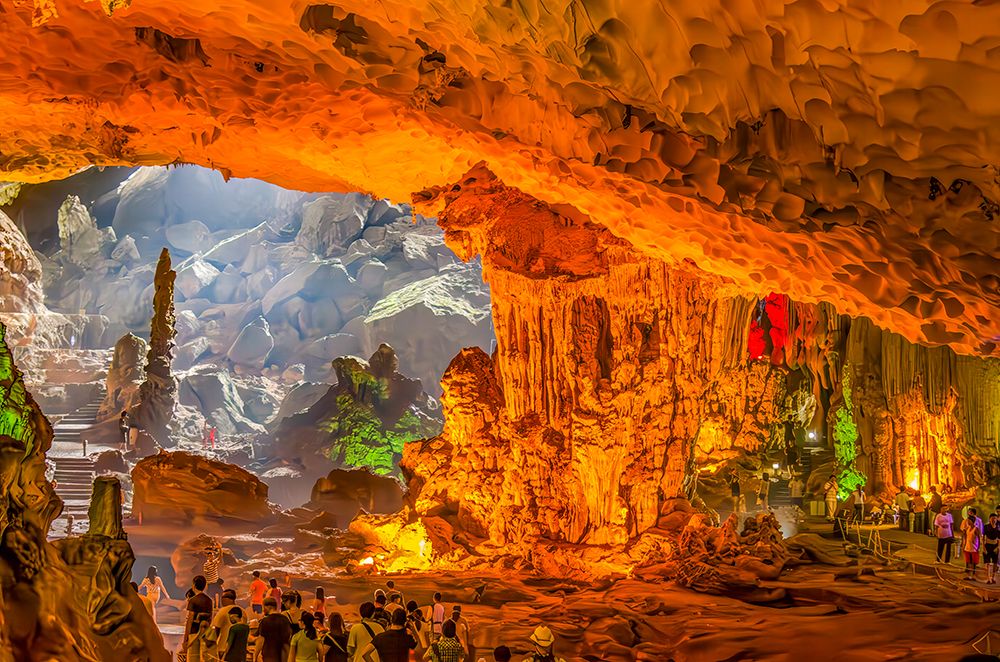 Sung Sot, Surprise Cave, Ha Long Bay, Vietnam. Largest cave on Bo Hon Island. art print by Murray McCallum for $57.95 CAD