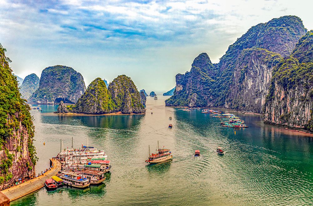 Ha Long Bay, Sung Sot, Surprise Cave, Vietnam. Bay where cave complex is found in the UNESCO Site. art print by Murray McCallum for $57.95 CAD