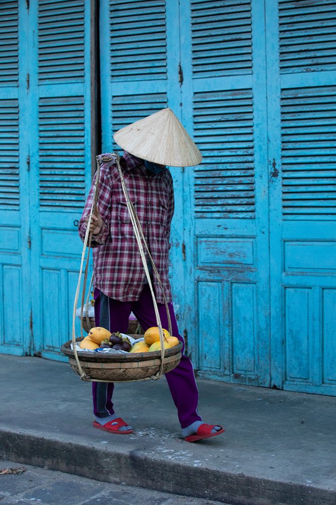 Vietnam-Street vendor with fruit and vegetable basket-Hoi Anh art print by Tom Norring for $57.95 CAD