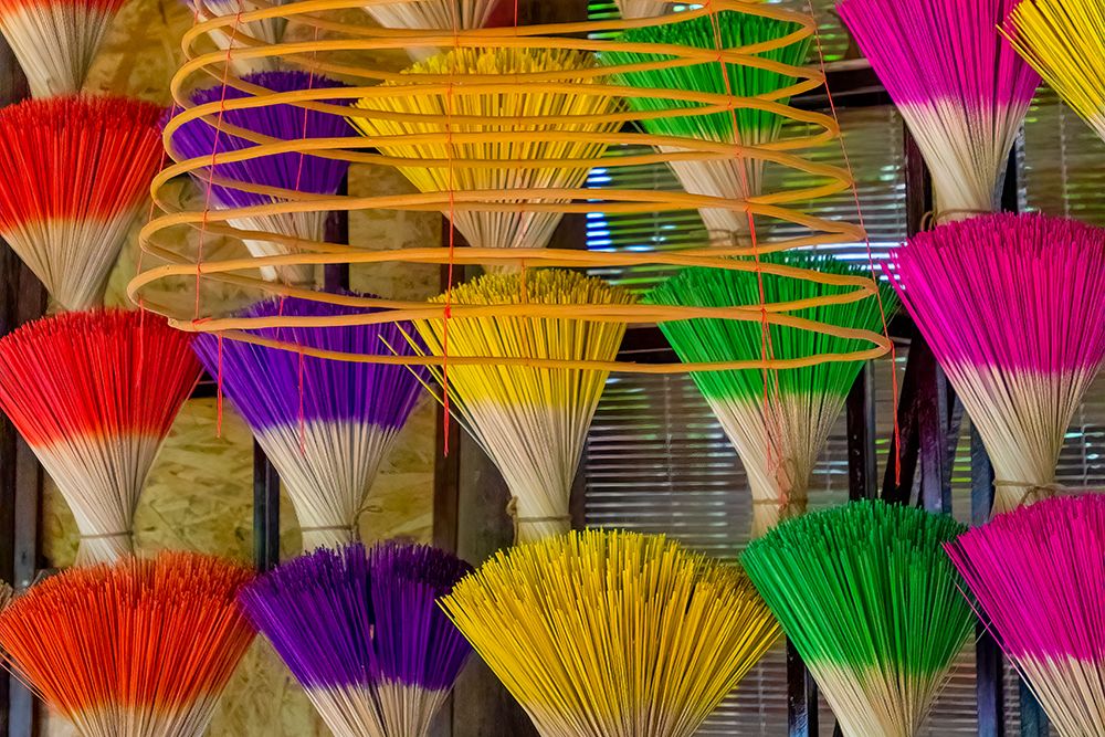 Vietnam-Colorful incense for sale art print by Tom Norring for $57.95 CAD