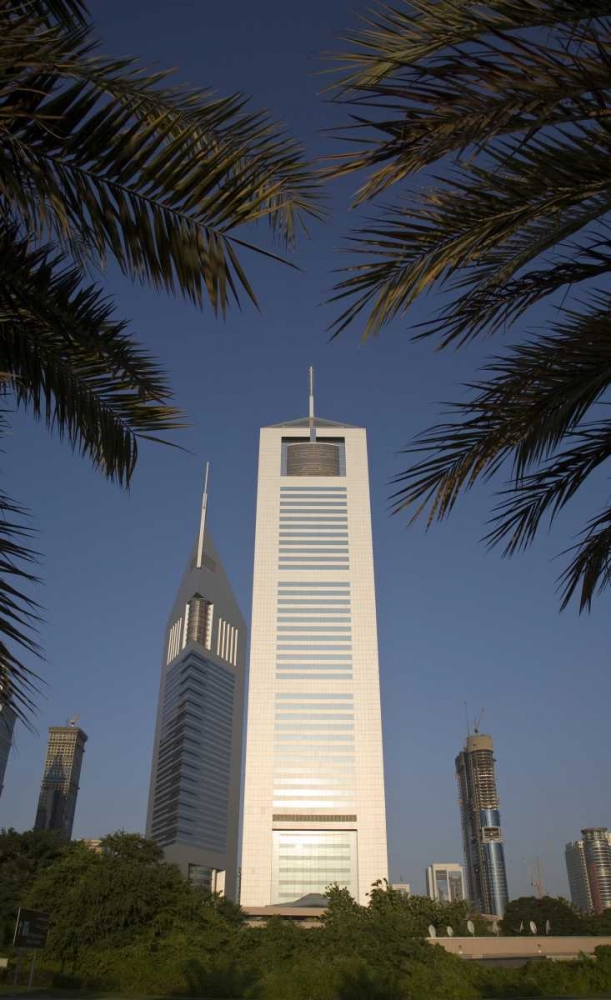 UAE, Dubai Jumeirah Emirates Towers in morning art print by Bill Young for $57.95 CAD
