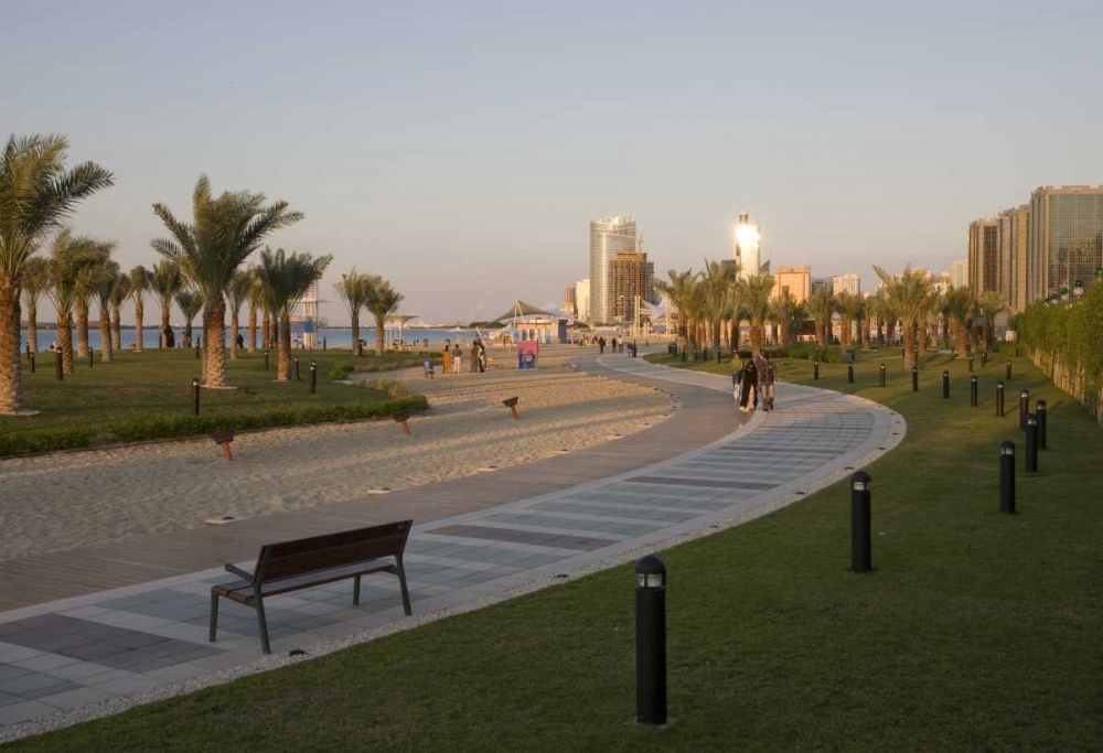 UAE, Abu Dhabi Walkway by beach and waterfront art print by Bill Young for $57.95 CAD