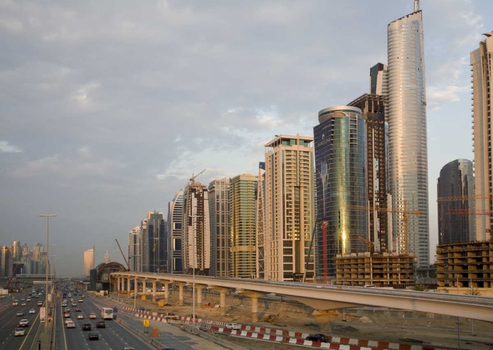 UAE, Dubai Jumeirah Lake Towers beside a Road art print by Bill Young for $57.95 CAD