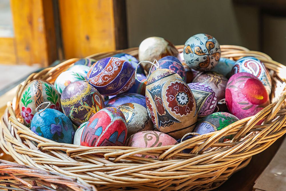 Samarkand, Uzbekistan, Central Asia. Traditionally decorated eggs at a shop. art print by Emily M. Wilson for $57.95 CAD