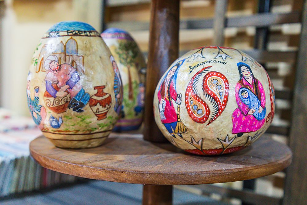 Samarkand, Uzbekistan, Central Asia. Traditionally decorated eggs at a shop. art print by Emily M. Wilson for $57.95 CAD