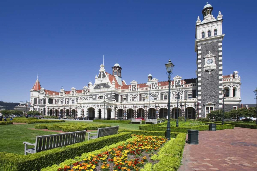 New Zealand, Dunedin Park by Railroad Station art print by Dennis Flaherty for $57.95 CAD
