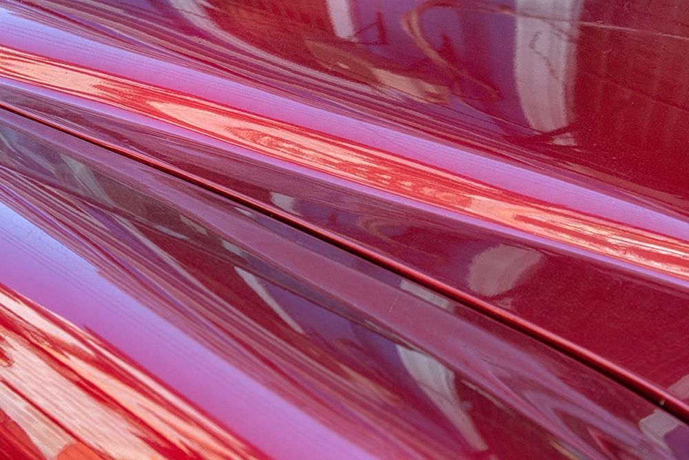 Close-up of reflections in a classic red American car in Vieja-old Habana-Havana-Cuba art print by Janis Miglavs for $57.95 CAD