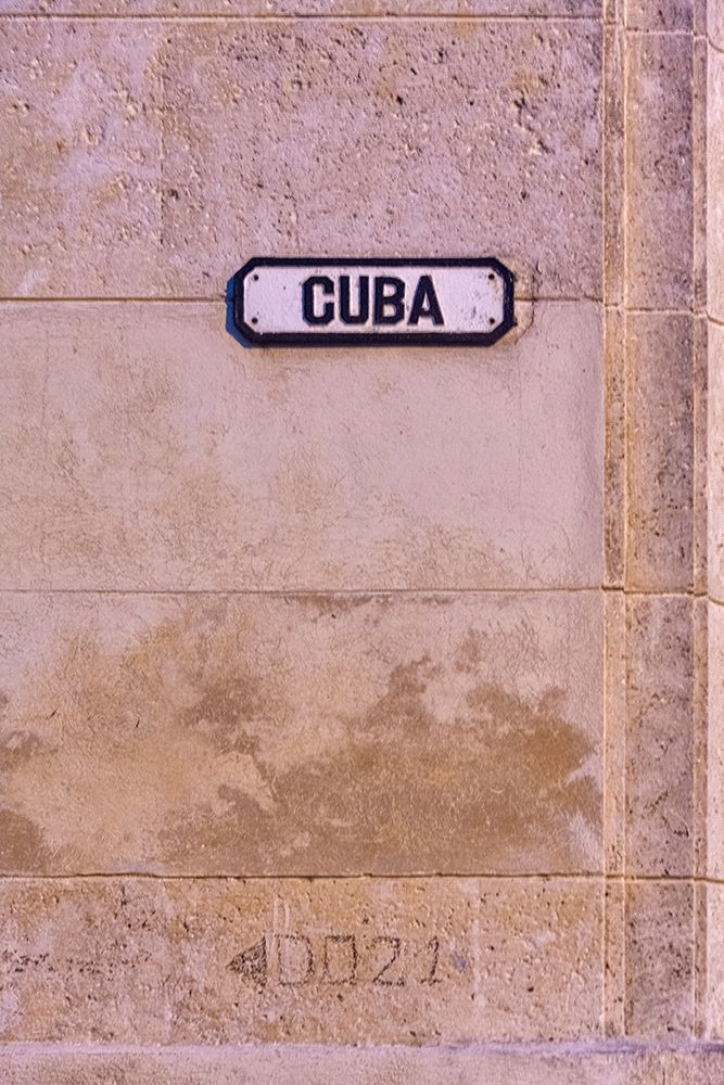 Cuba street sign on pink wall in Old Havana-La Habana Vieja-Cuba art print by Janis Miglavs for $57.95 CAD
