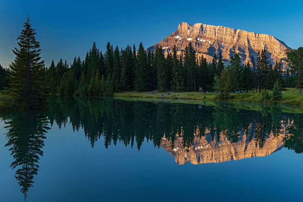 Canada-Alberta-Banff National Park Mt Rundle reflected in Cascade Pond at sunrise art print by Jaynes Gallery for $57.95 CAD