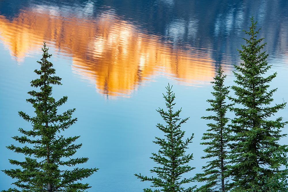 Canada-Alberta-Banff National Park Peaks of Mt Rundle reflected in Two Jack Lake at sunrise art print by Jaynes Gallery for $57.95 CAD