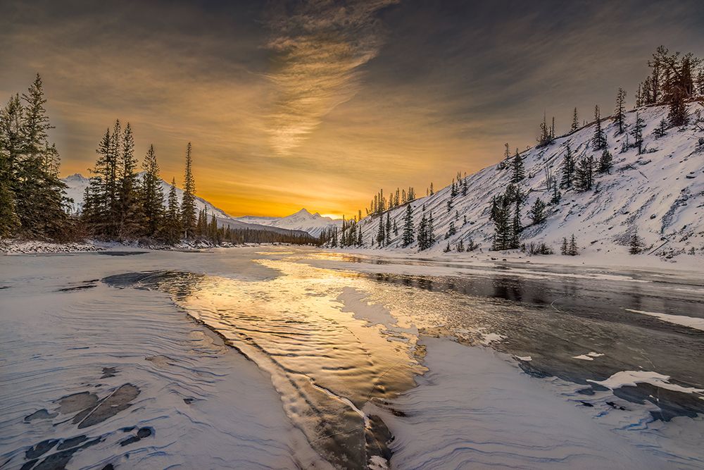 Saskatchewan River Crossing at sunset, Canada art print by John Ford for $57.95 CAD