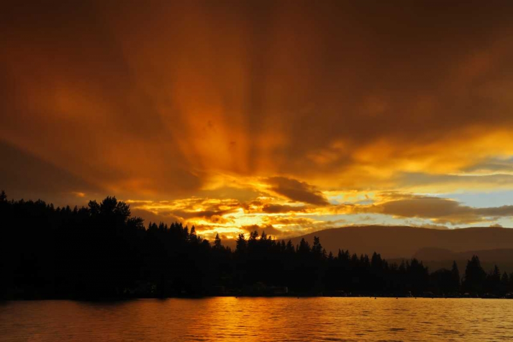Canada, BC, Blind Bay God rays over Sushwap Lake art print by Mike Grandmaison for $57.95 CAD