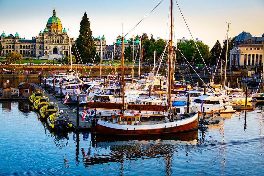 Legislative Assembly of British Columbia and Inner Harbor Lower Causeway, Victoria, Canada art print by Rob Casey for $57.95 CAD