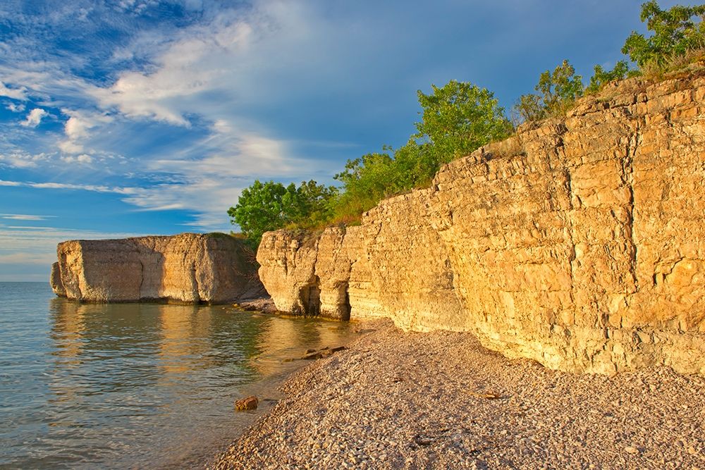 Canada-Manitoba-Steep Rock Limestone cliffs along Lake Manitoba at sunset Manitoba-Canada art print by Jaynes Gallery for $57.95 CAD