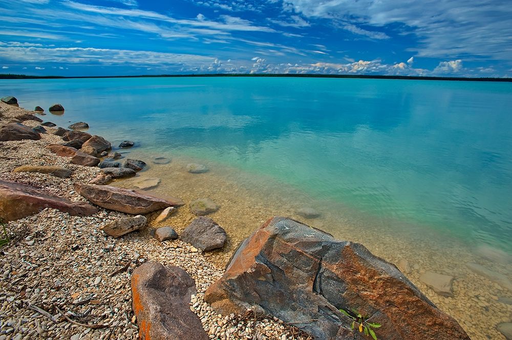 Canada-Manitoba-Little Limestone Lake Lake and rocks on shore art print by Jaynes Gallery for $57.95 CAD