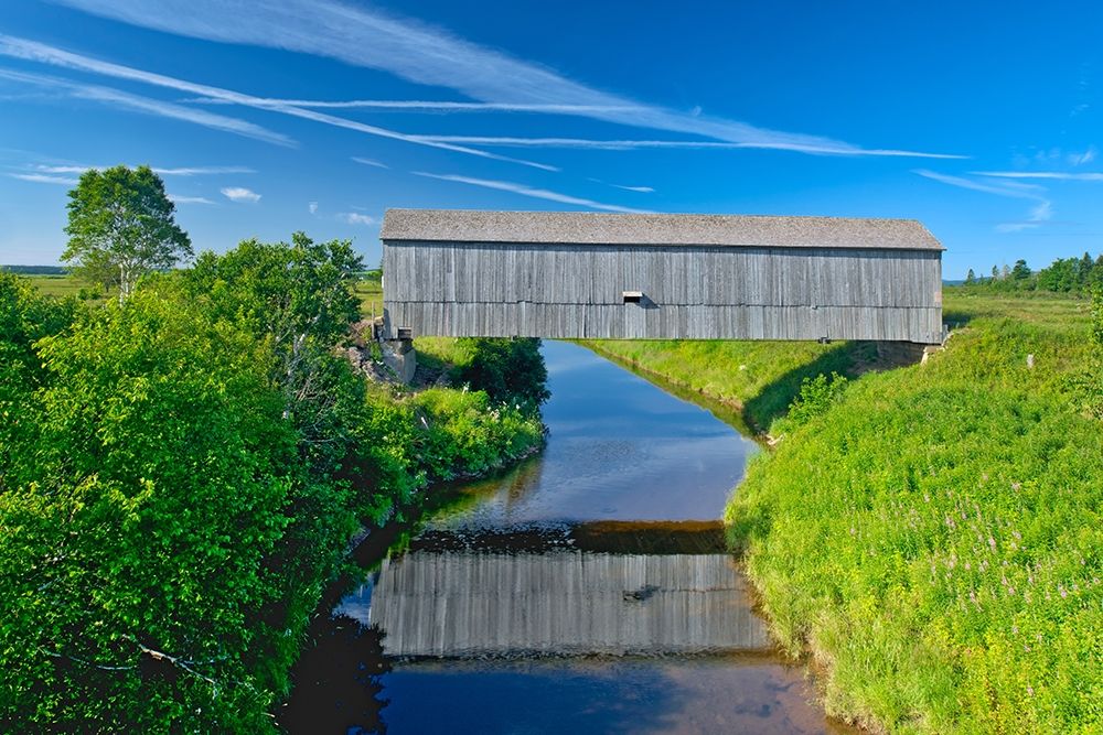 Canada-New Brunswick-Riverside-Albert Sawmill Creek covered bridge art print by Jaynes Gallery for $57.95 CAD