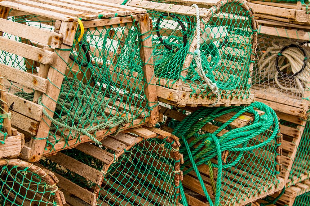 Fishing nets and lobster pots traps-Old Pelican-Avalon Peninsula-Newfoundland-Canada art print by Michael DeFreitas for $57.95 CAD