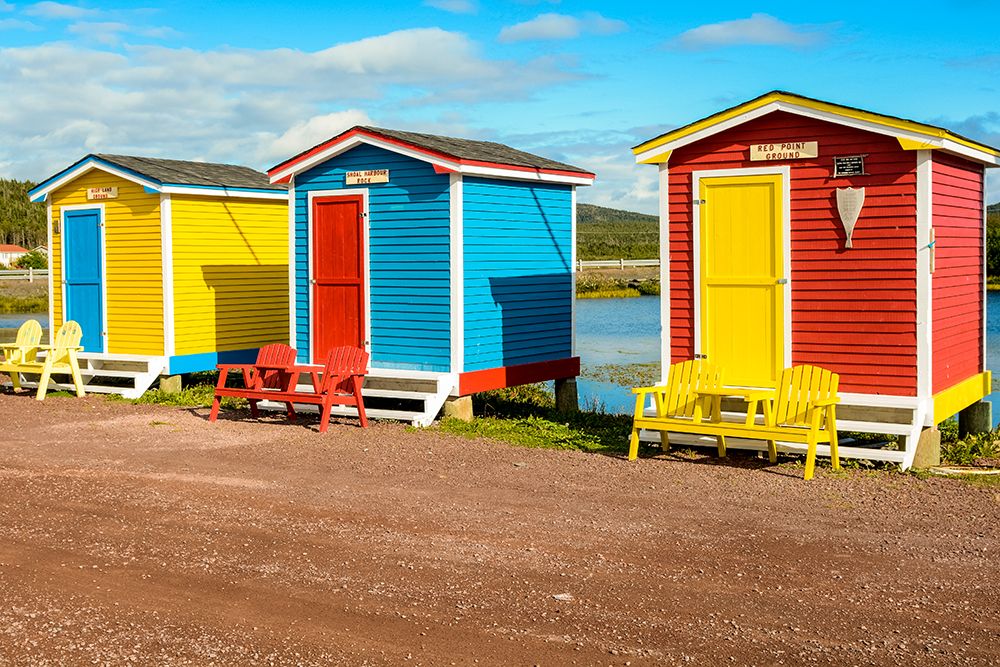 Colorful beach huts-Cavendish-Newfoundland-Canada art print by Michael DeFreitas for $57.95 CAD