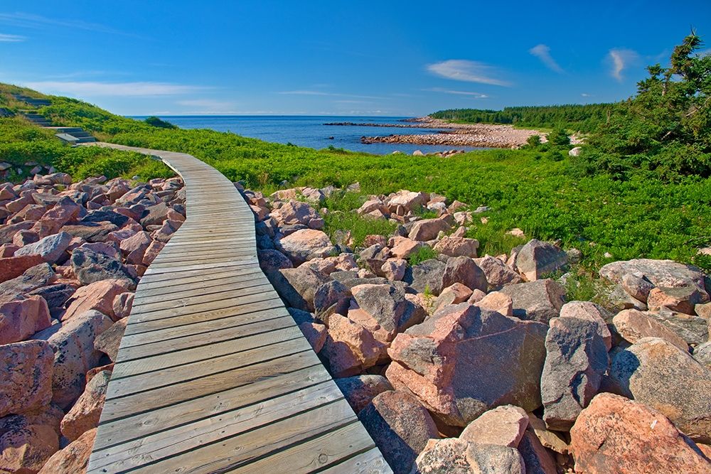 Canada-Nova Scotia-Cape Breton Island Wooden walkway along rocky shoreline art print by Jaynes Gallery for $57.95 CAD