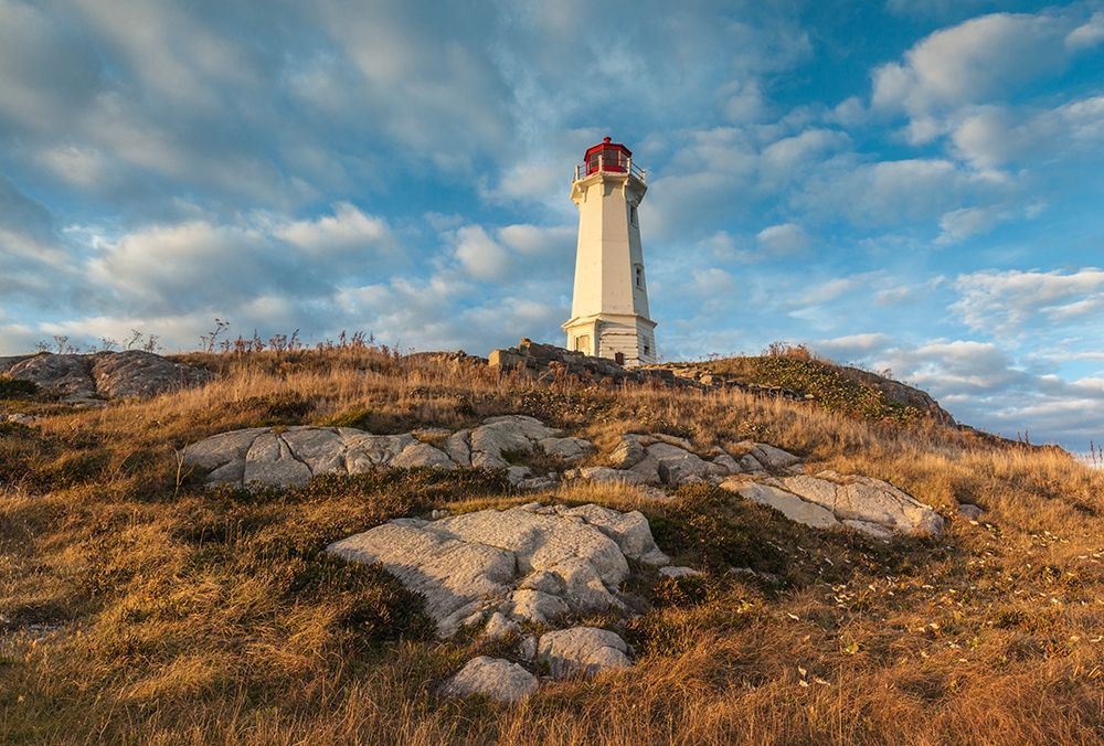 Canada-Nova Scotia-Louisbourg-Louisbourg Lighthouse-dusk art print by Walter Bibikow for $57.95 CAD